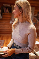 Beige Long Sleeves Knit Sweater