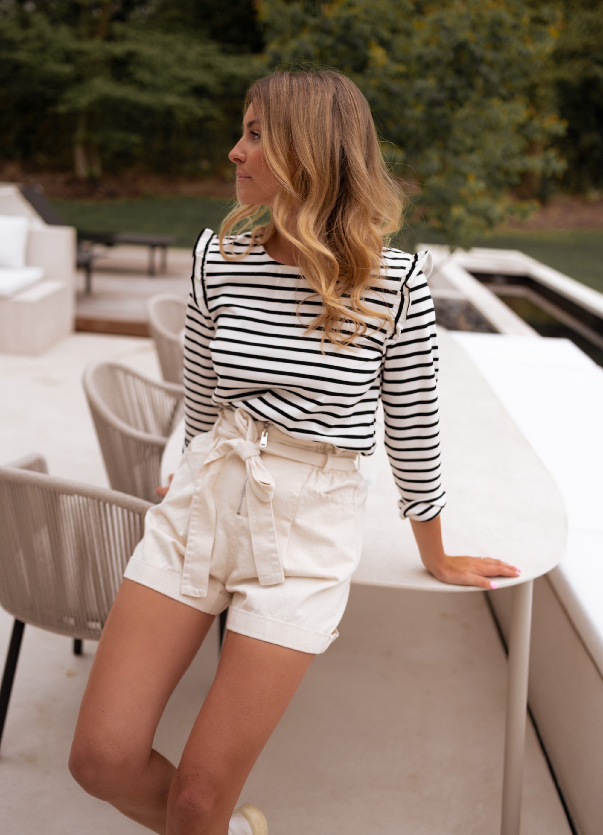 White Striped Knit Sweater