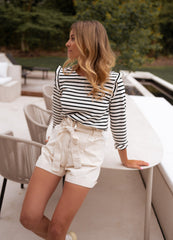 White Striped Knit Sweater