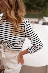 White Striped Knit Sweater