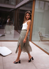 Green Floral Midi Skirt