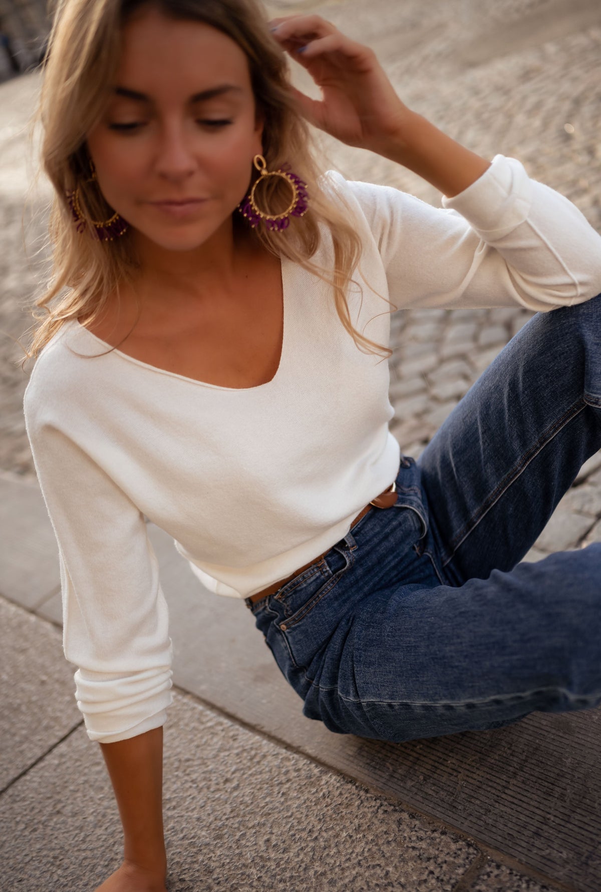 Basic White Knit Thin Sweater