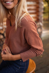 Chocolate V Neckline Thin Sweater