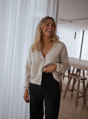 Beige Comfy Buttoned Cardigan