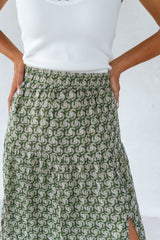 Green Floral Midi Skirt
