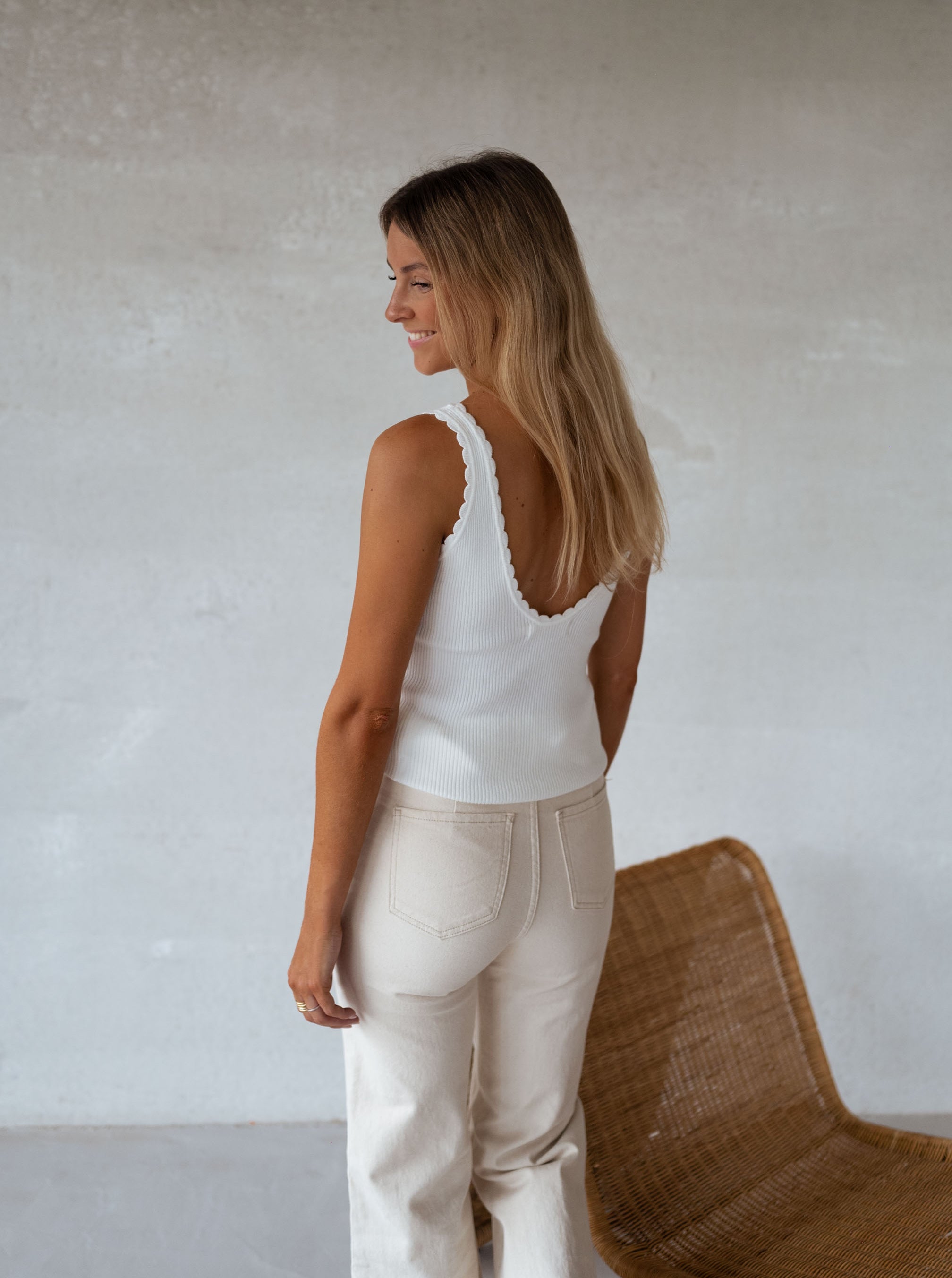 Scalloped Edge Knit Tank Top
