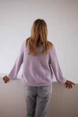 Lilac Ribbed Knit Buttoned Cardigan