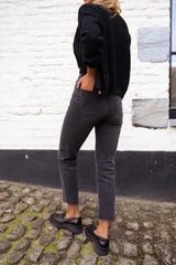 Grey Raw Edge Denim Jeans