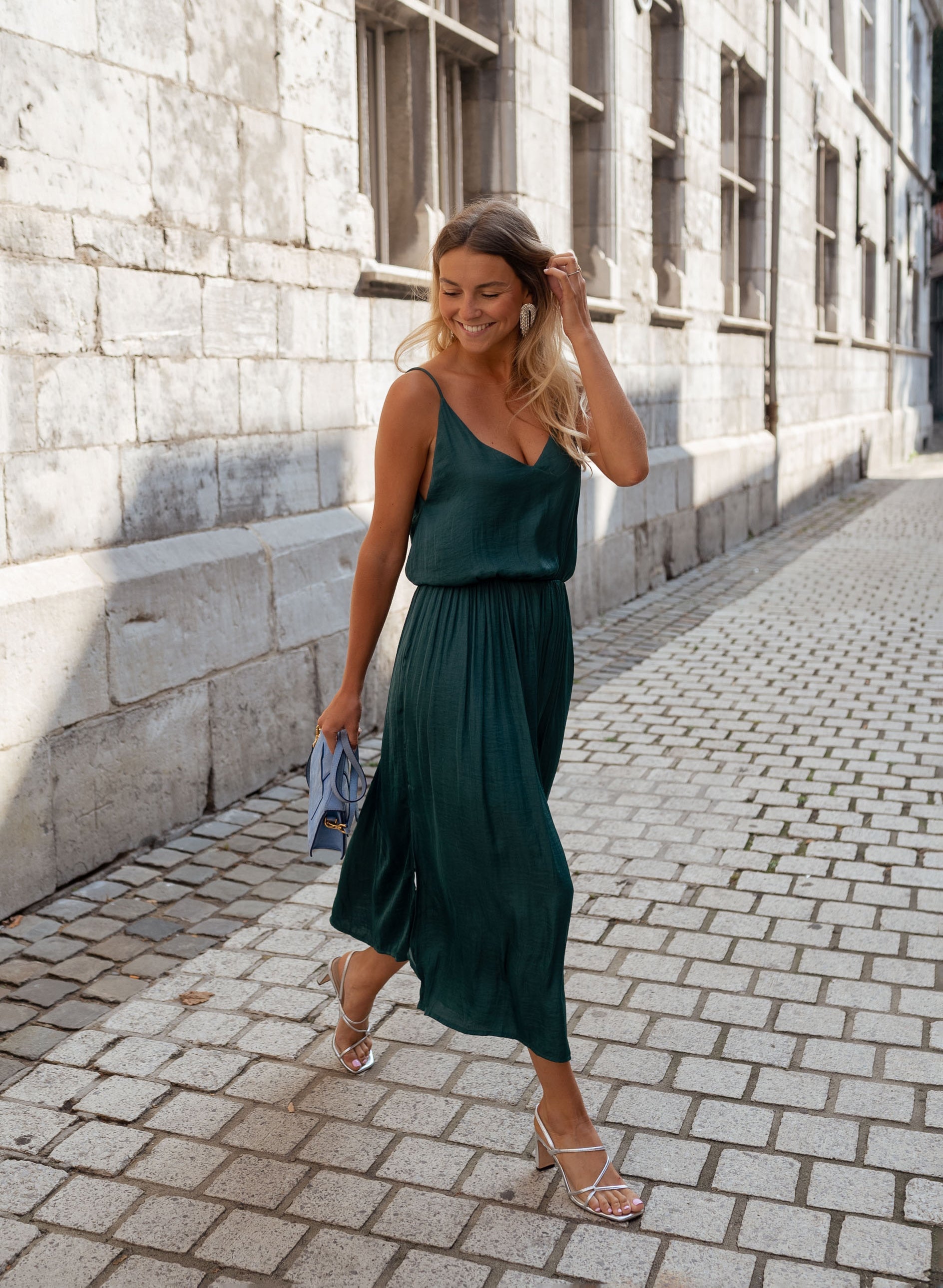 Dark Green Slip Midi Dress