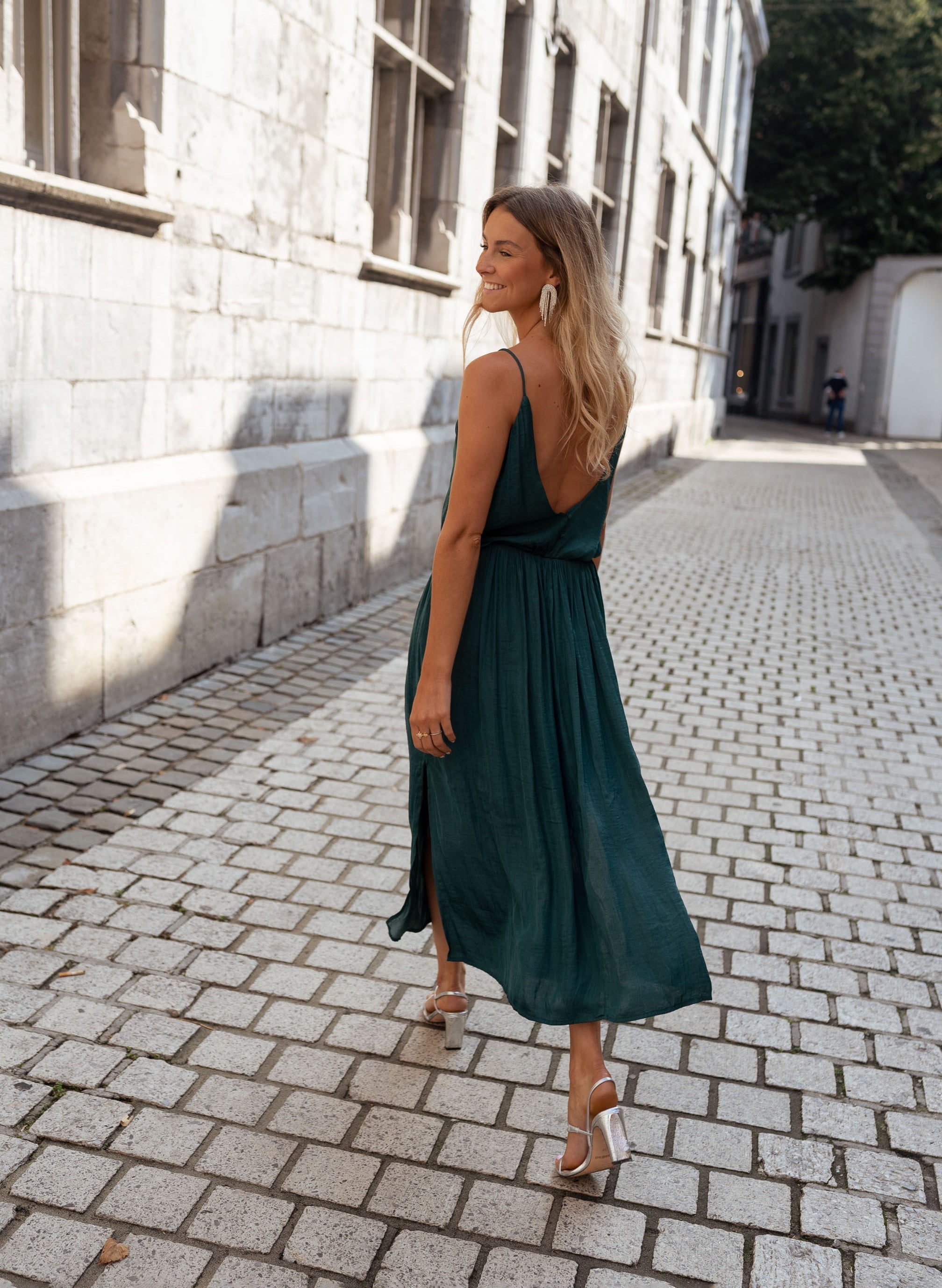 Dark Green Slip Midi Dress