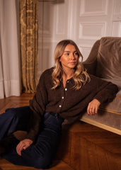 Chocolate Front Button Down Cardigan