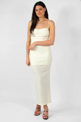 Beige Bodycon Midi Dress