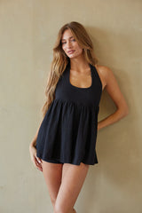 Black Halter Babydoll Romper