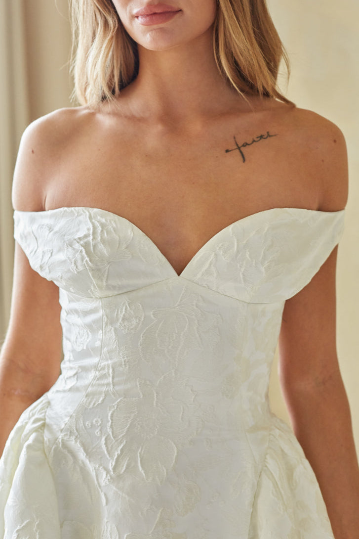 White Off Shoulder Mini Dress