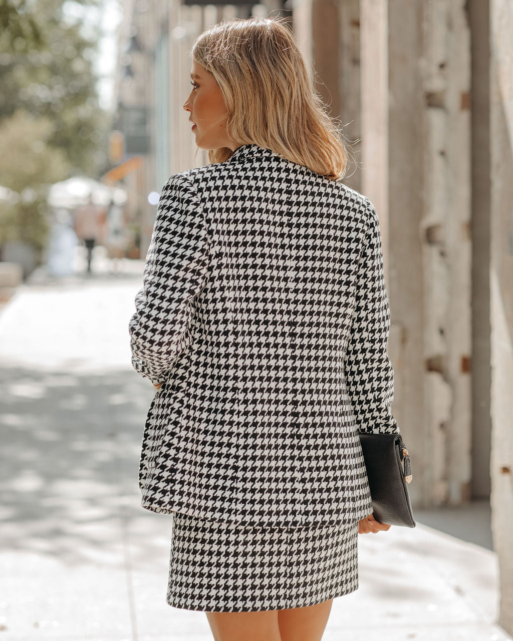 Demille Pocketed Houndstooth Peacoat