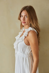White Ruffle Tiered Maxi Dress