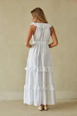 White Ruffle Tiered Maxi Dress