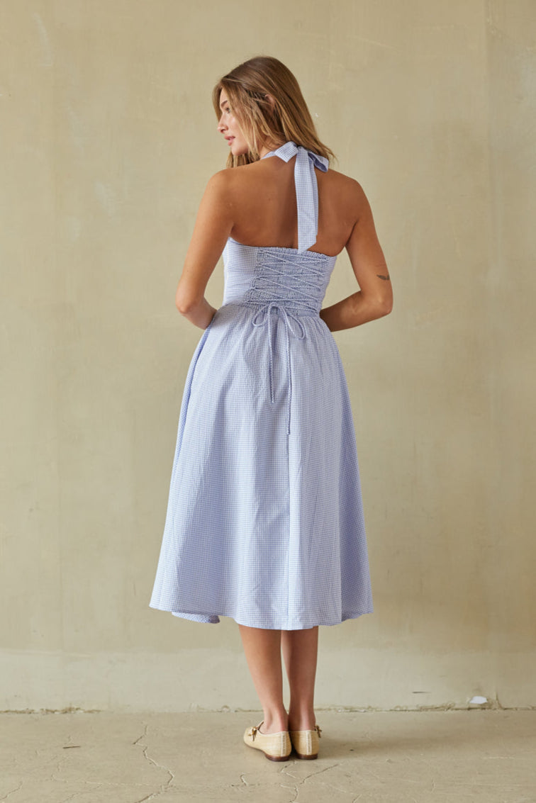 Chic Gingham Print Midi Dress