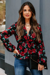 Storie Floral Twist Peplum Blouse