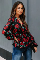 Storie Floral Twist Peplum Blouse