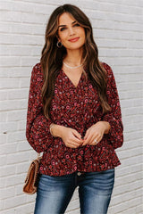 Us Forever Paisley Tie Front Peplum Blouse - FINAL SALE