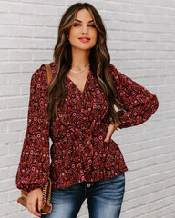 Us Forever Paisley Tie Front Peplum Blouse - FINAL SALE