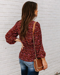 Us Forever Paisley Tie Front Peplum Blouse - FINAL SALE