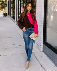 Copa Colorblock Knit Sweater - Fuchsia Cocoa - FINAL SALE