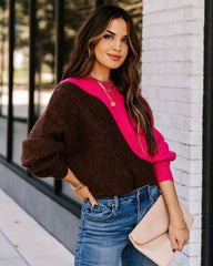 Copa Colorblock Knit Sweater - Fuchsia Cocoa - FINAL SALE