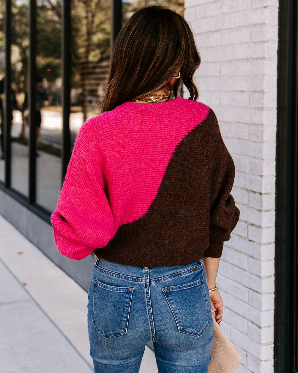 Copa Colorblock Knit Sweater - Fuchsia Cocoa - FINAL SALE