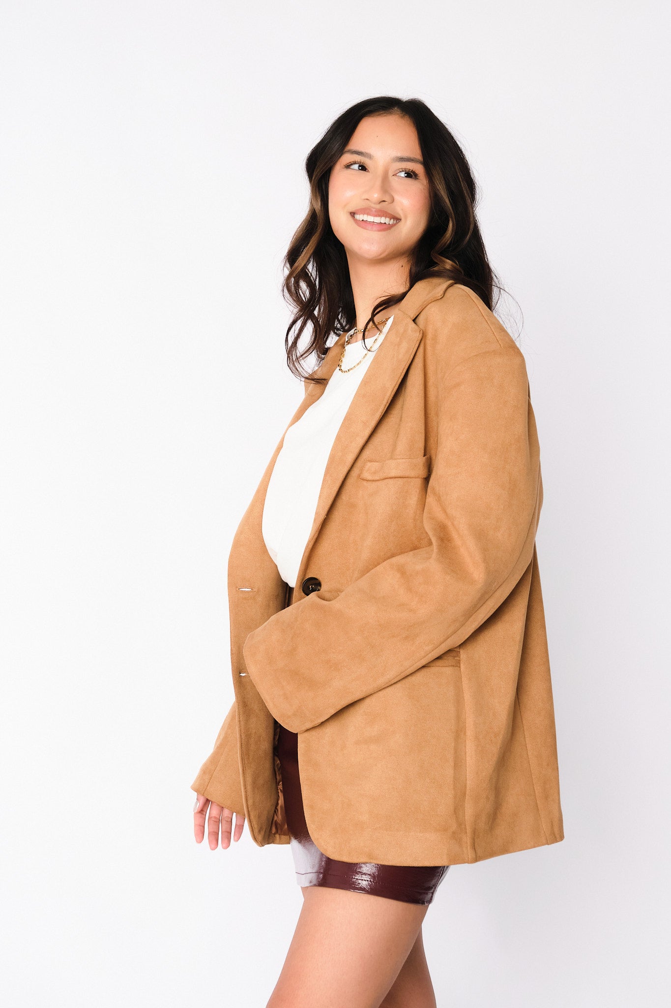 Camel Suede-Like Jacket
