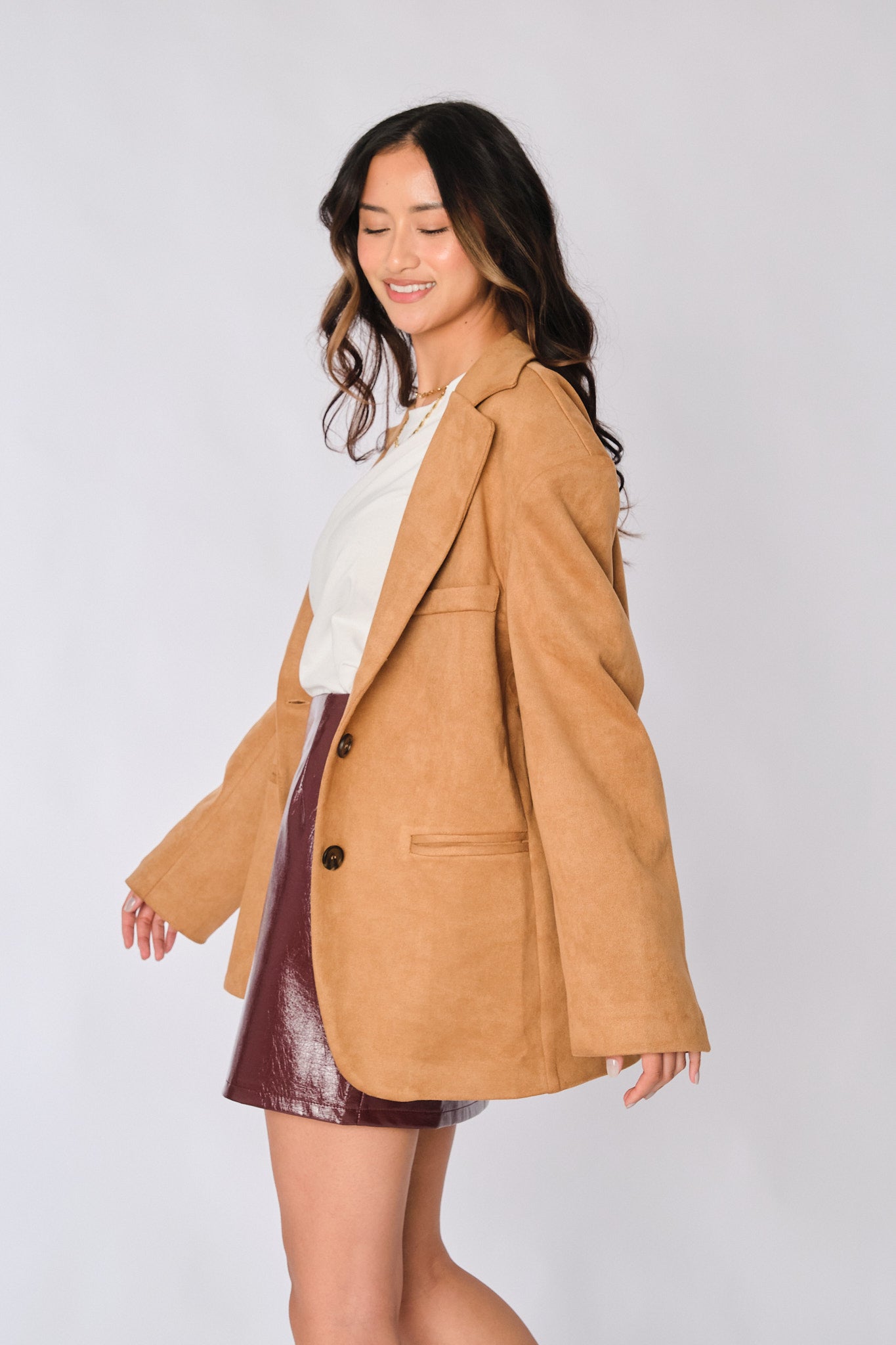 Camel Suede-Like Jacket
