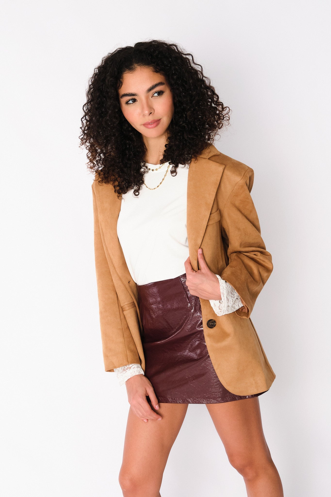 Camel Suede-Like Jacket