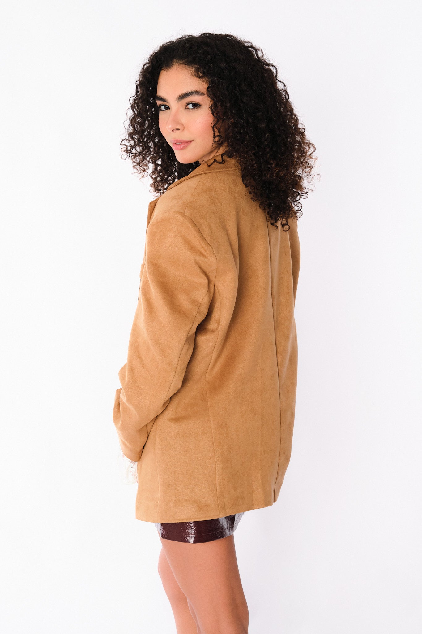 Camel Suede-Like Jacket