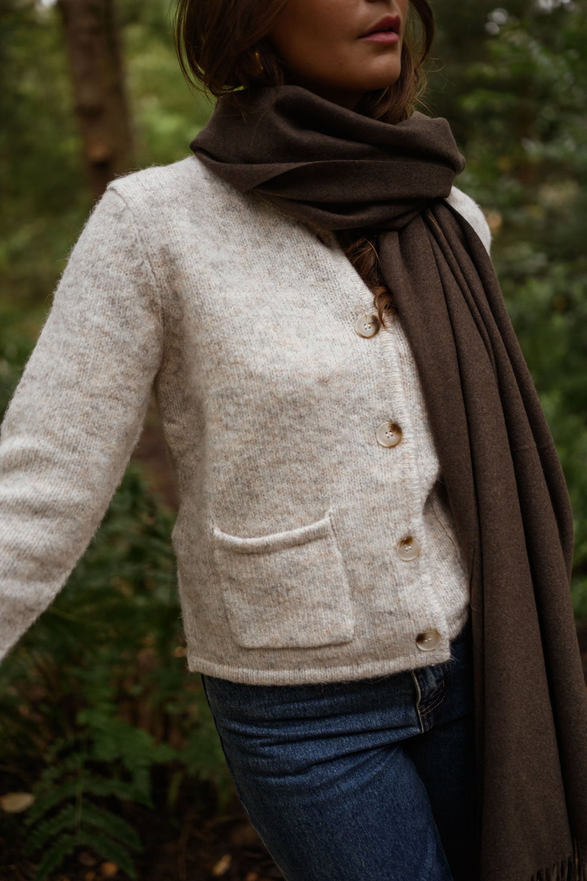 Brown Soft Cashmere Long Scarf