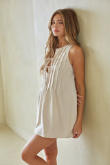 Beige Linen Tank Mini Dress