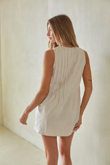 Beige Linen Tank Mini Dress