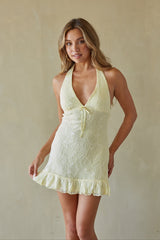 Delicate Lace Halter Mini Dress