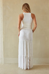 White Lace Tiered Maxi Skirt