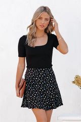 Filipa Floral Mini Skirt - Black