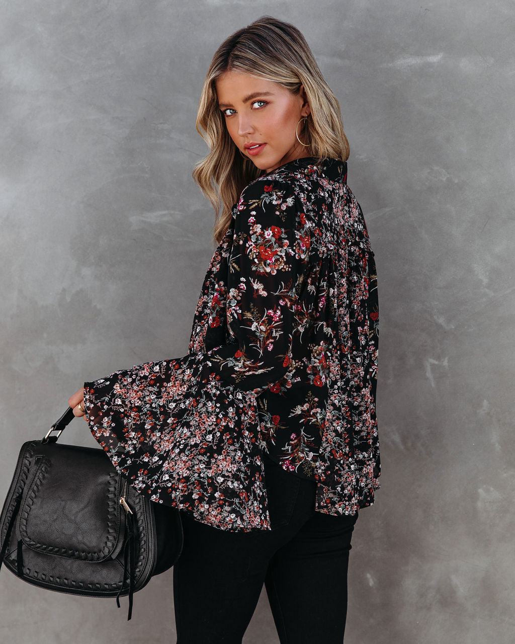 Find Love Again Floral Bell Sleeve Blouse