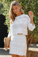 Francisco Cotton Crochet Mini Skirt - Ivory