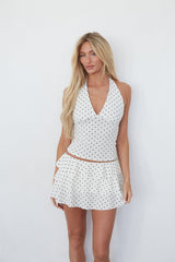 Polka Dot Print Ruffle Mini Skort