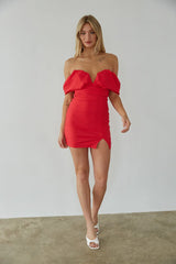 Red Off Shoulder Mini Dress