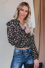 Gavin Floral Swiss Dot Crop Blouse