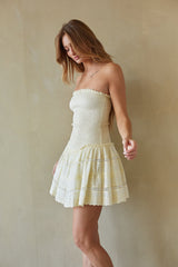 Butter Yellow Bandeau Smocked Mini Dress