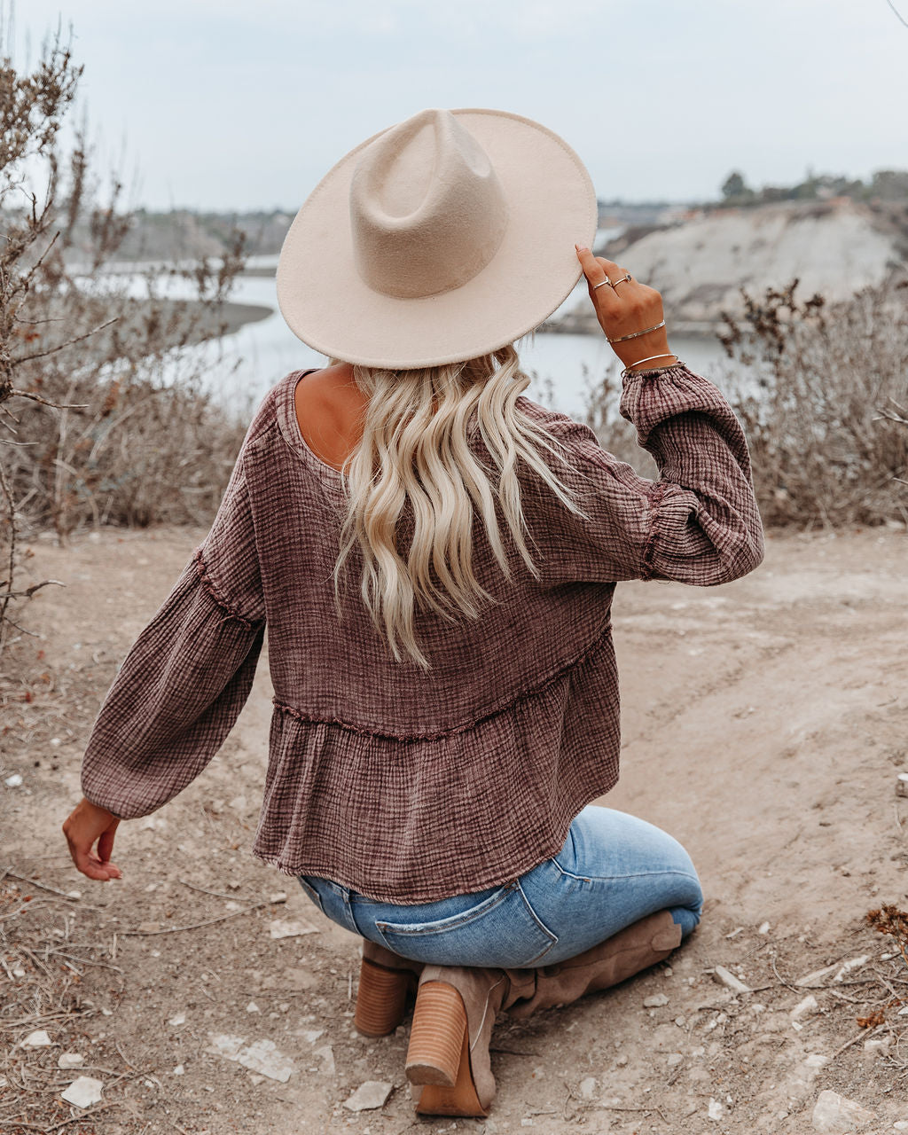 Havasu Crop Babydoll Top - Espresso