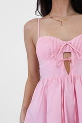 Peach Pink Front Tie Mini Dress