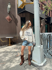 Beige Letter Print Pullover Sweater