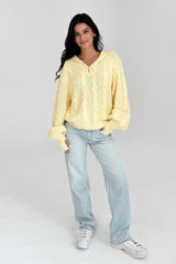 Butter Yellow Cable Knit Sweater